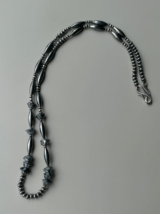 NE-0003-60/STAYTHAM original black perl necklace -rose- 60cm