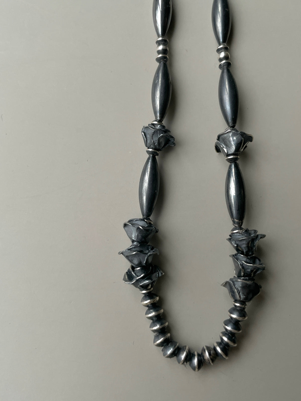 NE-0003-50/STAYTHAM original black perl necklace -rose- 50cm
