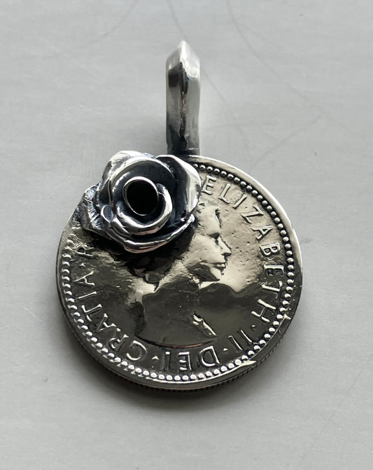 PE-0013/six pence coin pendant-rose-